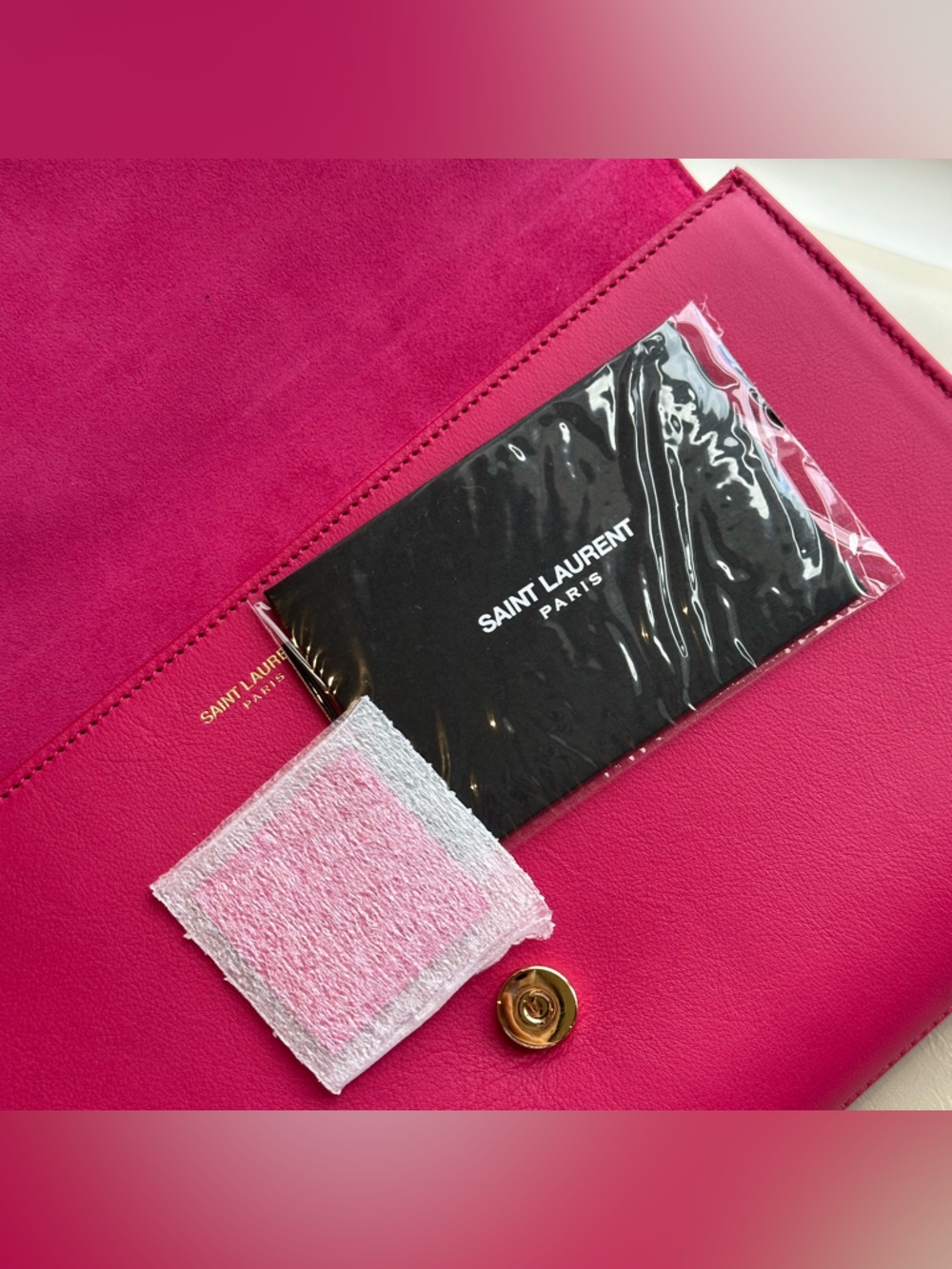 Saint Laurent Fuchsia Pink Leather Classic Y Ligne Clutch - Picture 13 of 16